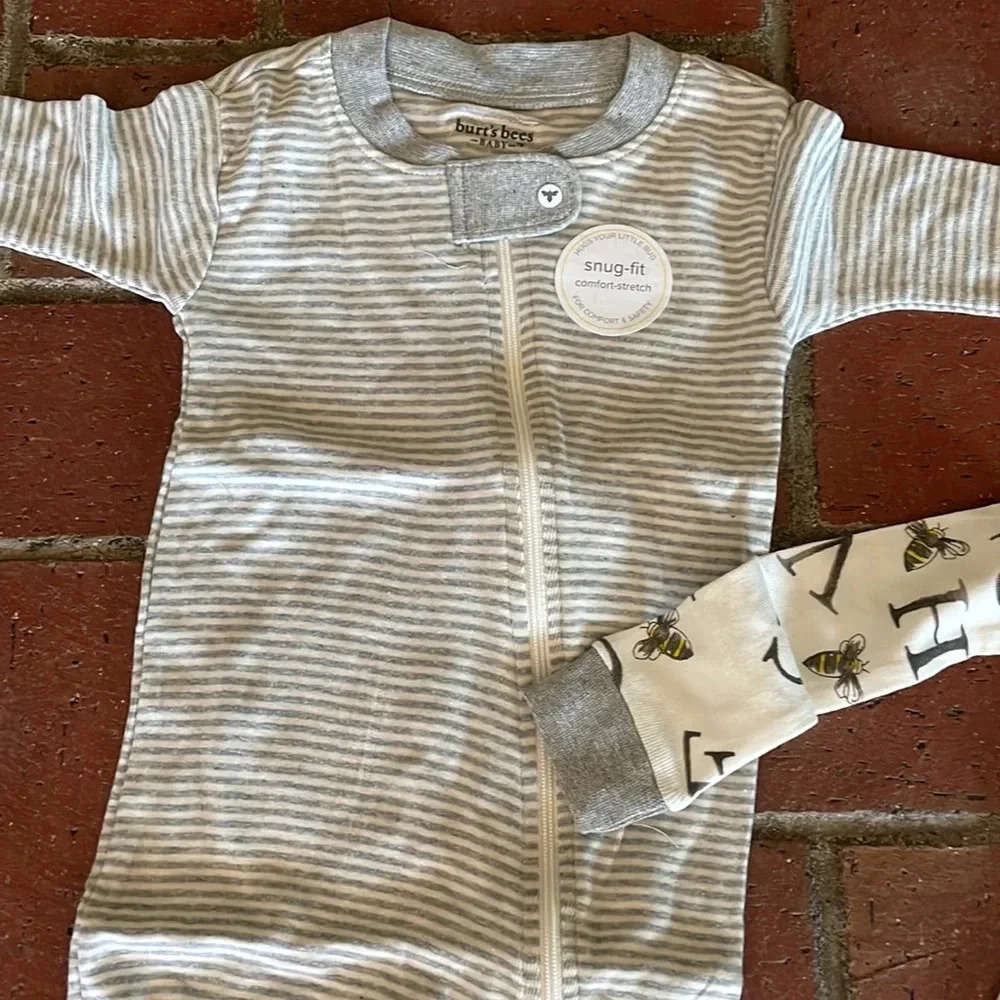 Burt's Bees Baby Pajamas Zip Front Non-slip Footed Pjs, 100% Organic Cotton‎ - Picture 5 of 9